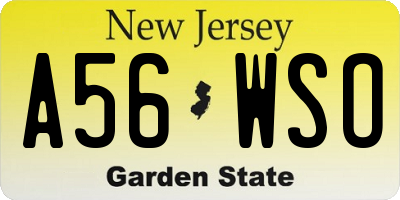NJ license plate A56WSO