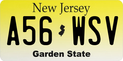 NJ license plate A56WSV