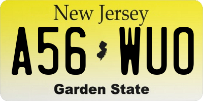 NJ license plate A56WUO