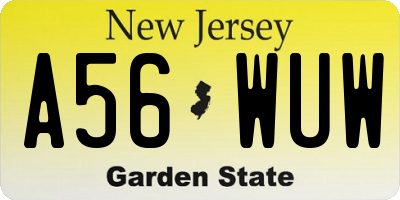 NJ license plate A56WUW