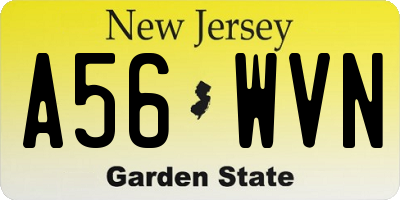 NJ license plate A56WVN