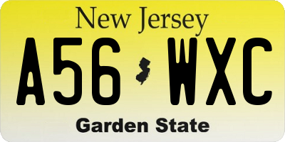 NJ license plate A56WXC