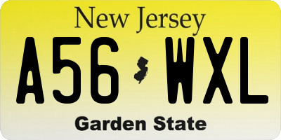 NJ license plate A56WXL