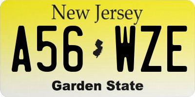NJ license plate A56WZE