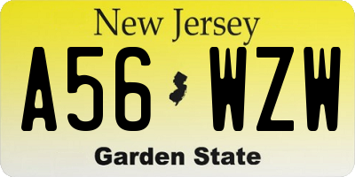 NJ license plate A56WZW