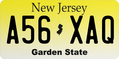 NJ license plate A56XAQ