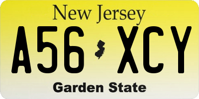 NJ license plate A56XCY