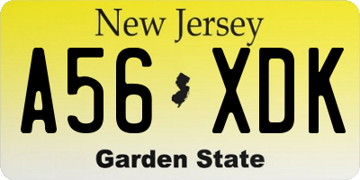 NJ license plate A56XDK