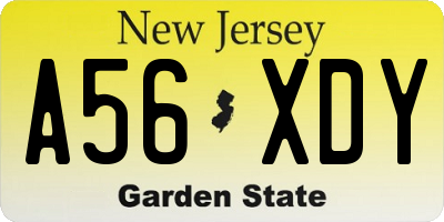 NJ license plate A56XDY