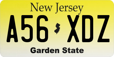 NJ license plate A56XDZ