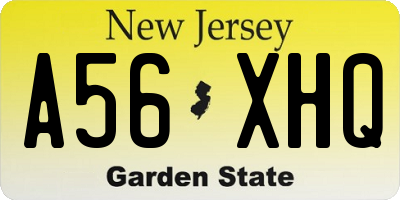 NJ license plate A56XHQ
