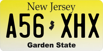 NJ license plate A56XHX