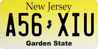 NJ license plate A56XIU