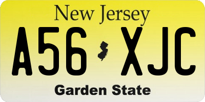 NJ license plate A56XJC