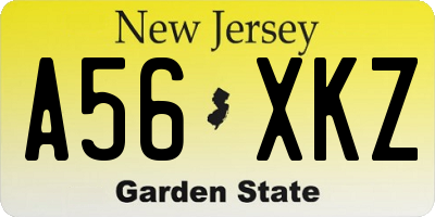 NJ license plate A56XKZ