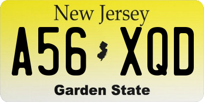 NJ license plate A56XQD