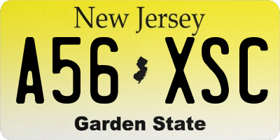 NJ license plate A56XSC