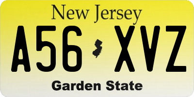 NJ license plate A56XVZ