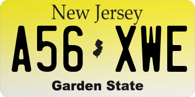 NJ license plate A56XWE