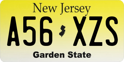 NJ license plate A56XZS