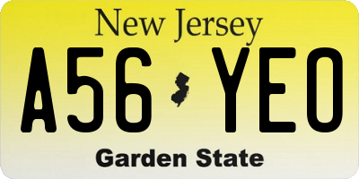 NJ license plate A56YEO