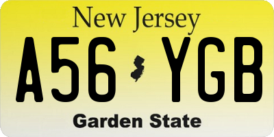 NJ license plate A56YGB