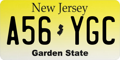 NJ license plate A56YGC