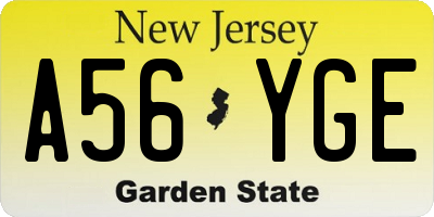 NJ license plate A56YGE