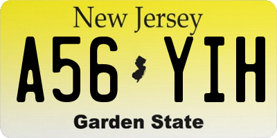 NJ license plate A56YIH