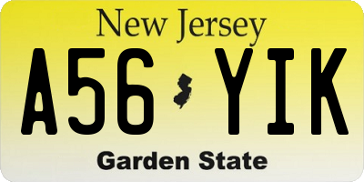 NJ license plate A56YIK