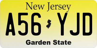 NJ license plate A56YJD