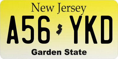 NJ license plate A56YKD