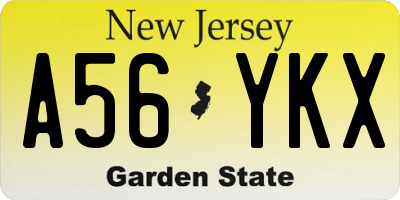 NJ license plate A56YKX