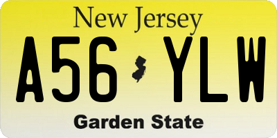 NJ license plate A56YLW