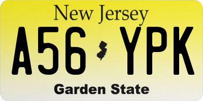 NJ license plate A56YPK