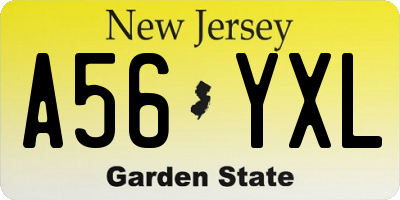 NJ license plate A56YXL