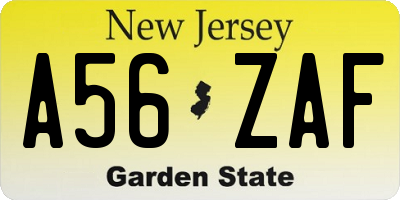 NJ license plate A56ZAF