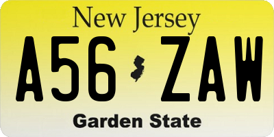 NJ license plate A56ZAW