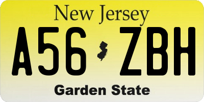 NJ license plate A56ZBH