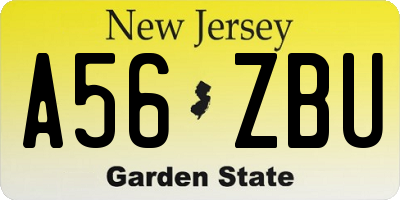 NJ license plate A56ZBU