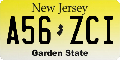 NJ license plate A56ZCI