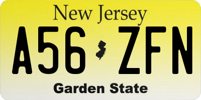 NJ license plate A56ZFN