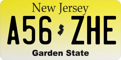 NJ license plate A56ZHE