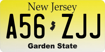 NJ license plate A56ZJJ