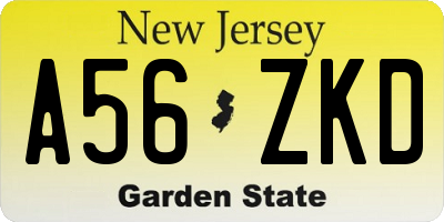 NJ license plate A56ZKD