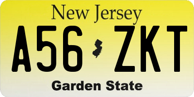 NJ license plate A56ZKT