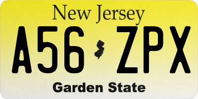 NJ license plate A56ZPX