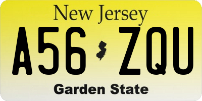 NJ license plate A56ZQU