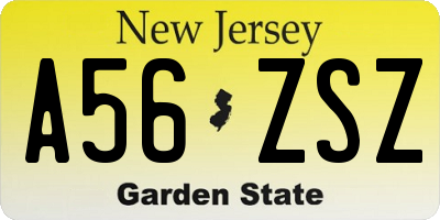 NJ license plate A56ZSZ