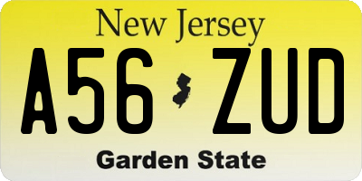 NJ license plate A56ZUD